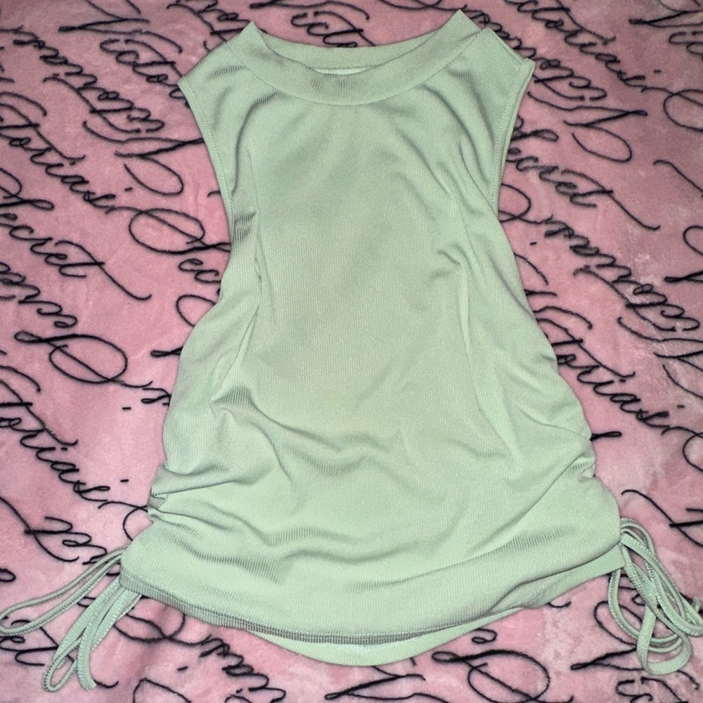 Sage Green Sleeveless Top with Side Ties